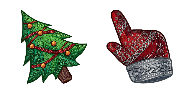 Christmas Tree And Santa Claus Glove