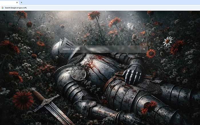 Fallen Knight Resting In A Field Of Red Flowers Live Wallpaper