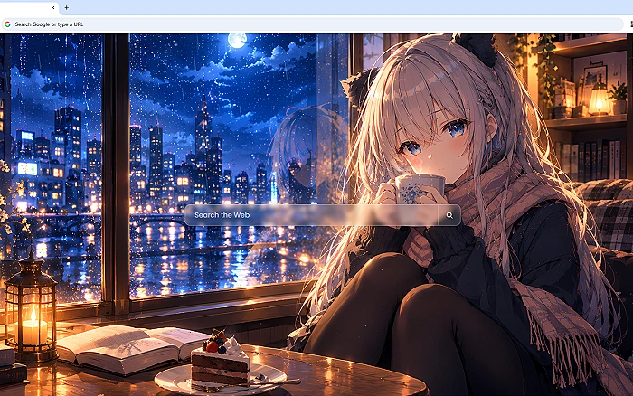 Anime Girl Night Coffee Break Live Wallpaper